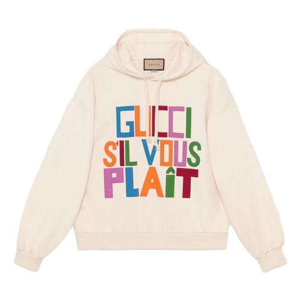 Толстовка Gucci Felted cotton Hooded sweatshirt with patch 'Ivory', цвет ivory