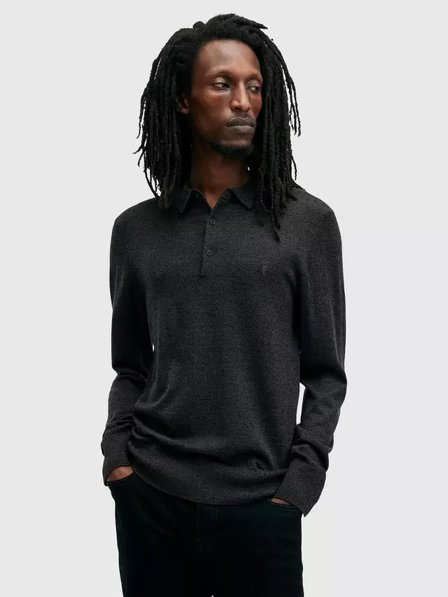 

Поло AllSaints Mode Merino Long Sleeve, цвет marley/green