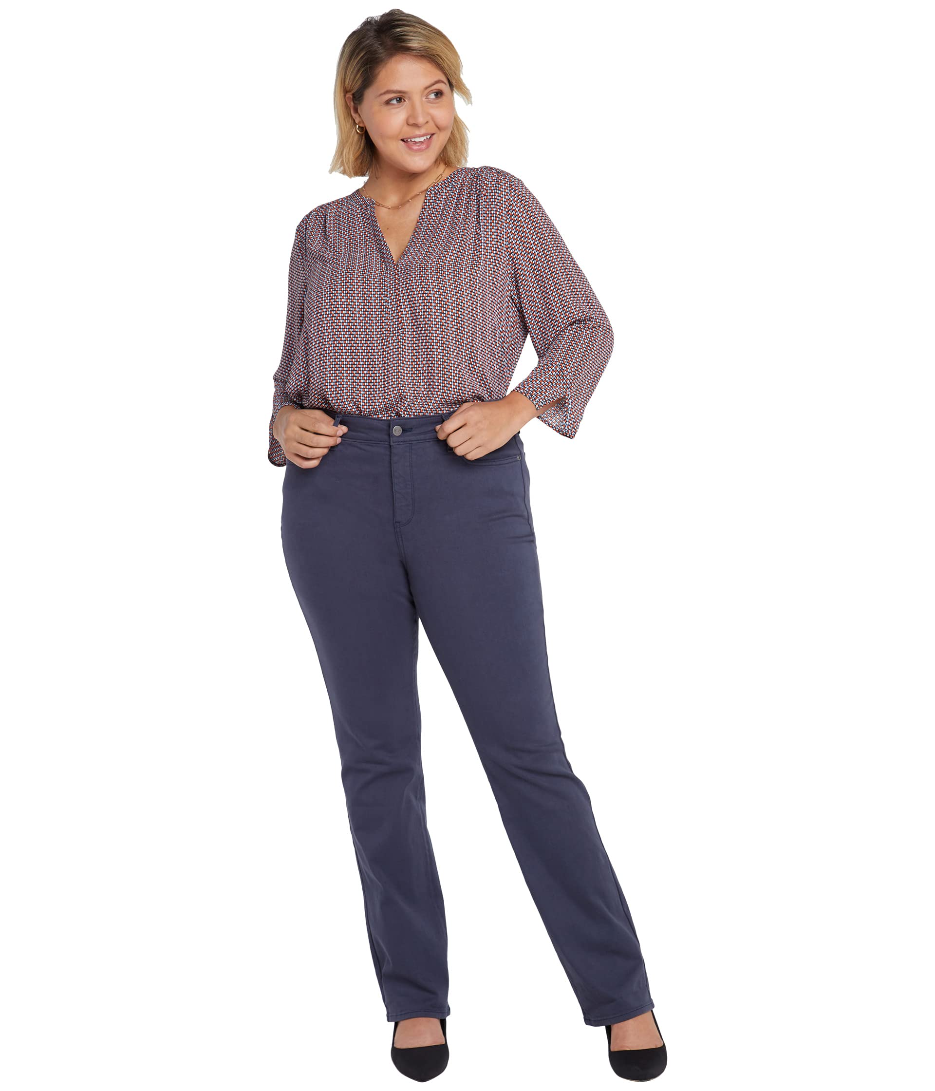 цена Джинсы NYDJ Plus Size, Plus Size Marilyn Straight Jeans in Oxford Navy