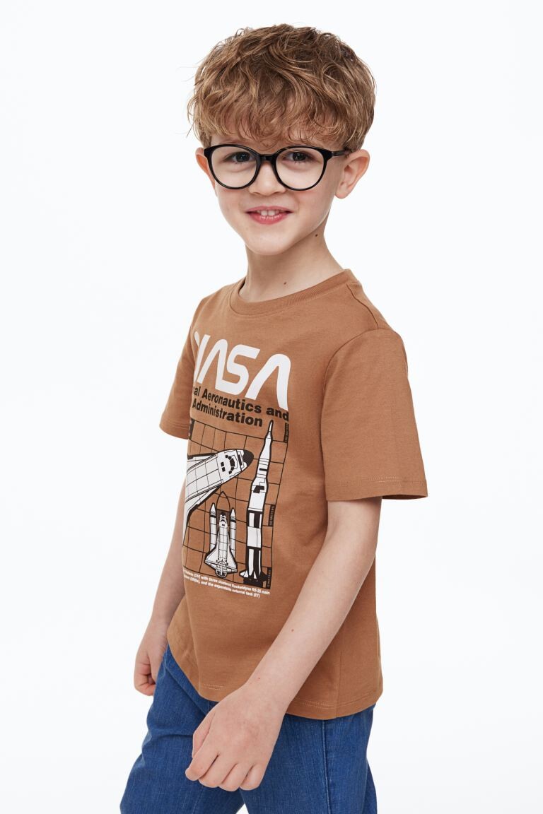 

Хлопковая футболка H&M, браун/наса