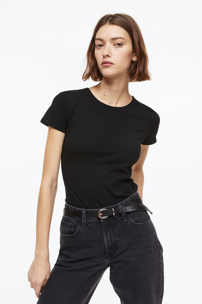 

Хлопковая футболка H&M, черный