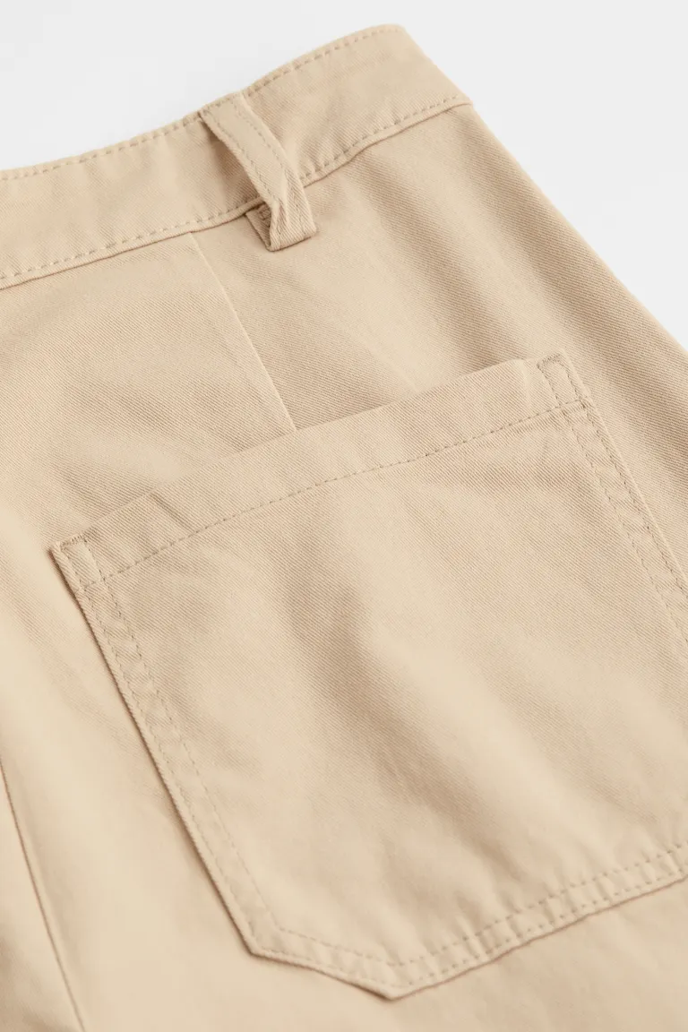 Широкие брюки из твила H\u0026M, бежевый – заказать с доставкой из-за рубежачерез онлайн-сервис «CDEK.Shopping»