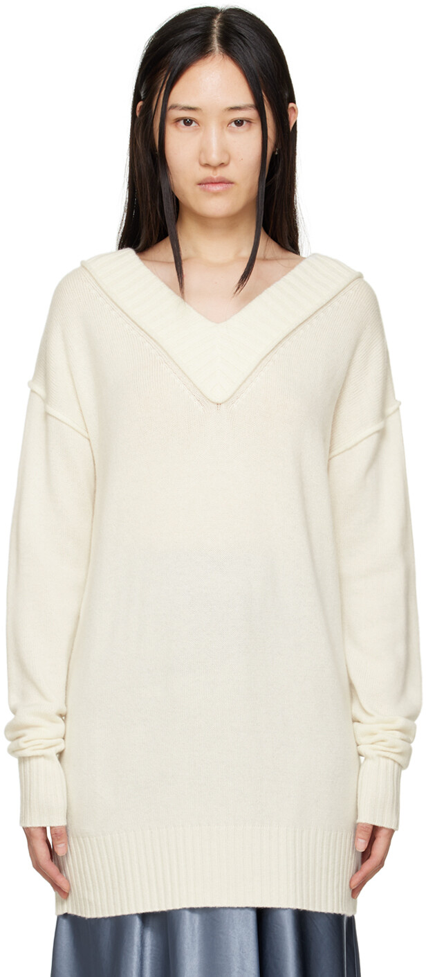 

Белый свитер с v-образным вырезом Sportmax