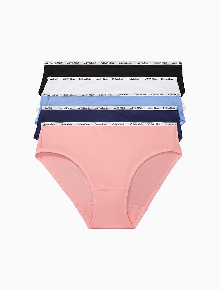 

Фирменные хлопковые трусики бикини из 5 пар Calvin Klein, мульти, Красный