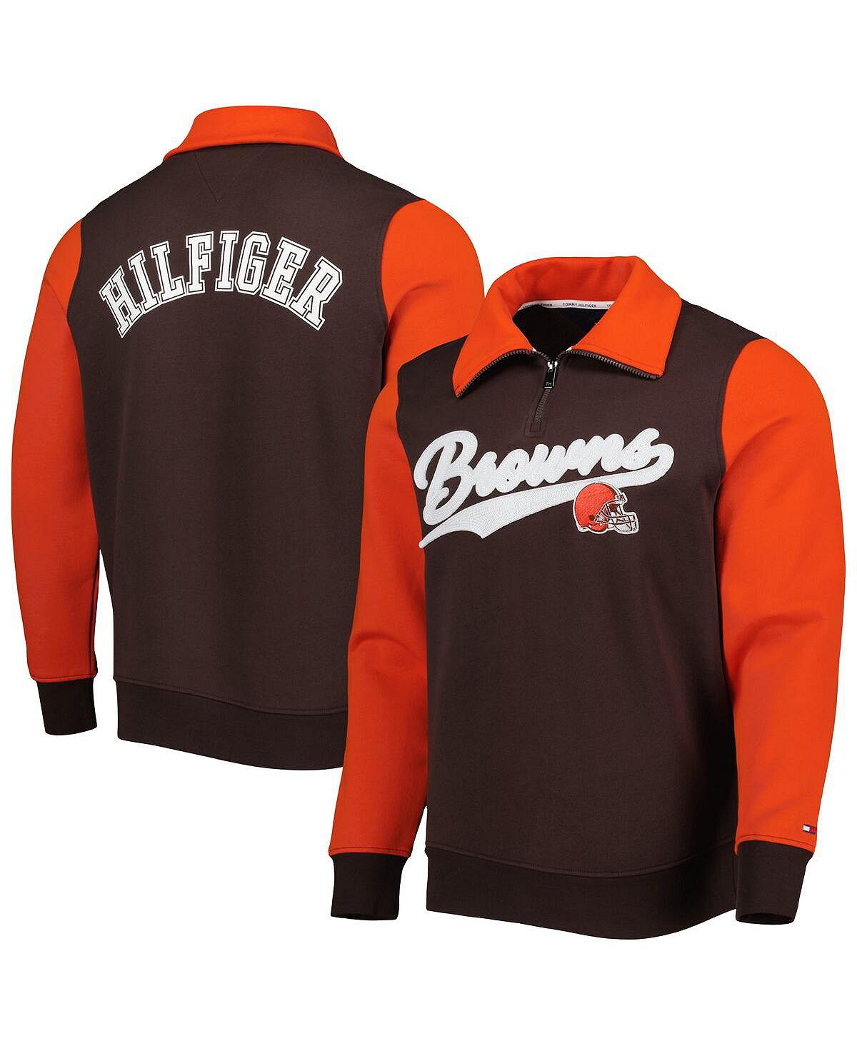 Мужской коричневый, оранжевый топ cleveland browns aiden с молнией на четверть Tommy Hilfiger, мульти - фото