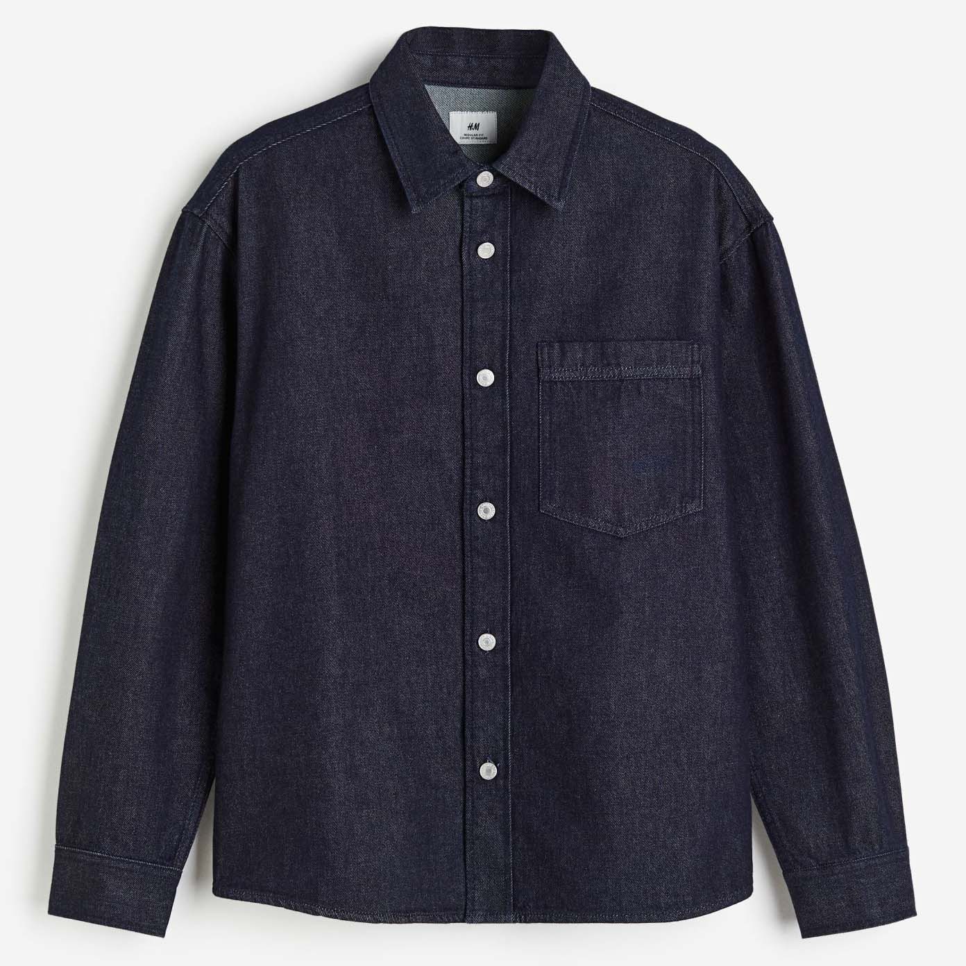 Куртка-рубашка H&M Regular Fit Denim, темно-синий