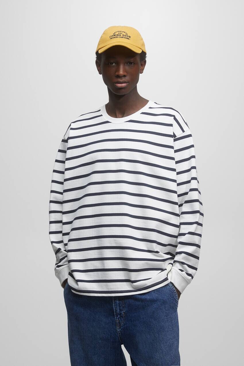 

Полосатая футболка с длинными рукавами Pull&Bear, кремовый