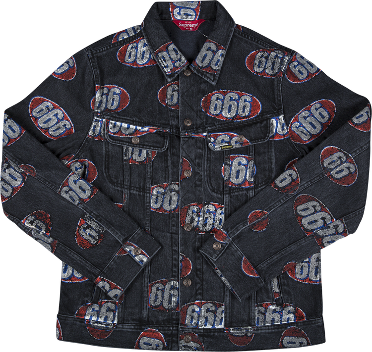 цена Куртка Supreme 666 Denim Trucker Jacket 'Black', черный