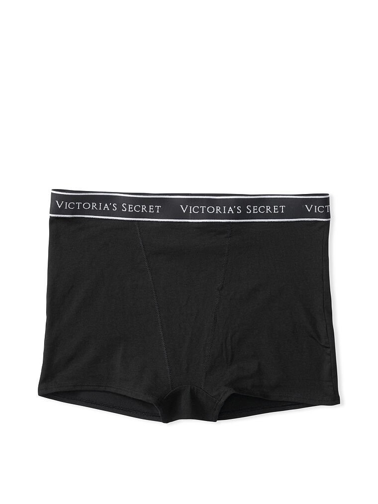 

Трусы Victoria's Secret Logo Cotton High-Waist Boyshort, черный