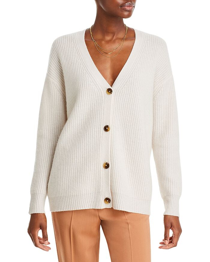

Объемный кашемировый кардиган в рубчик — 100% эксклюзив C by Bloomingdale's Cashmere, Белый