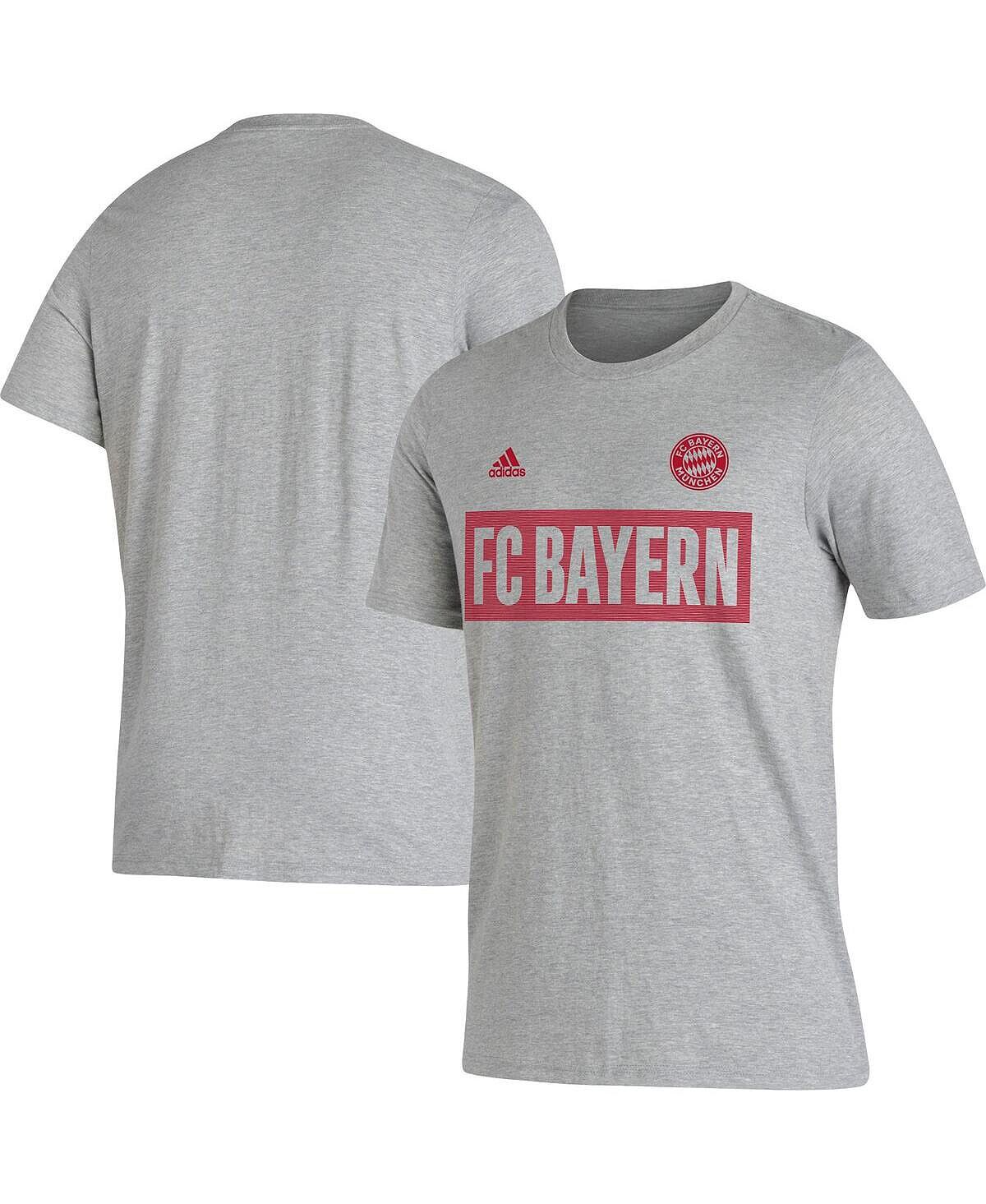 

Мужская футболка bayern munich box с меланжевым принтом серого цвета adidas, мульти