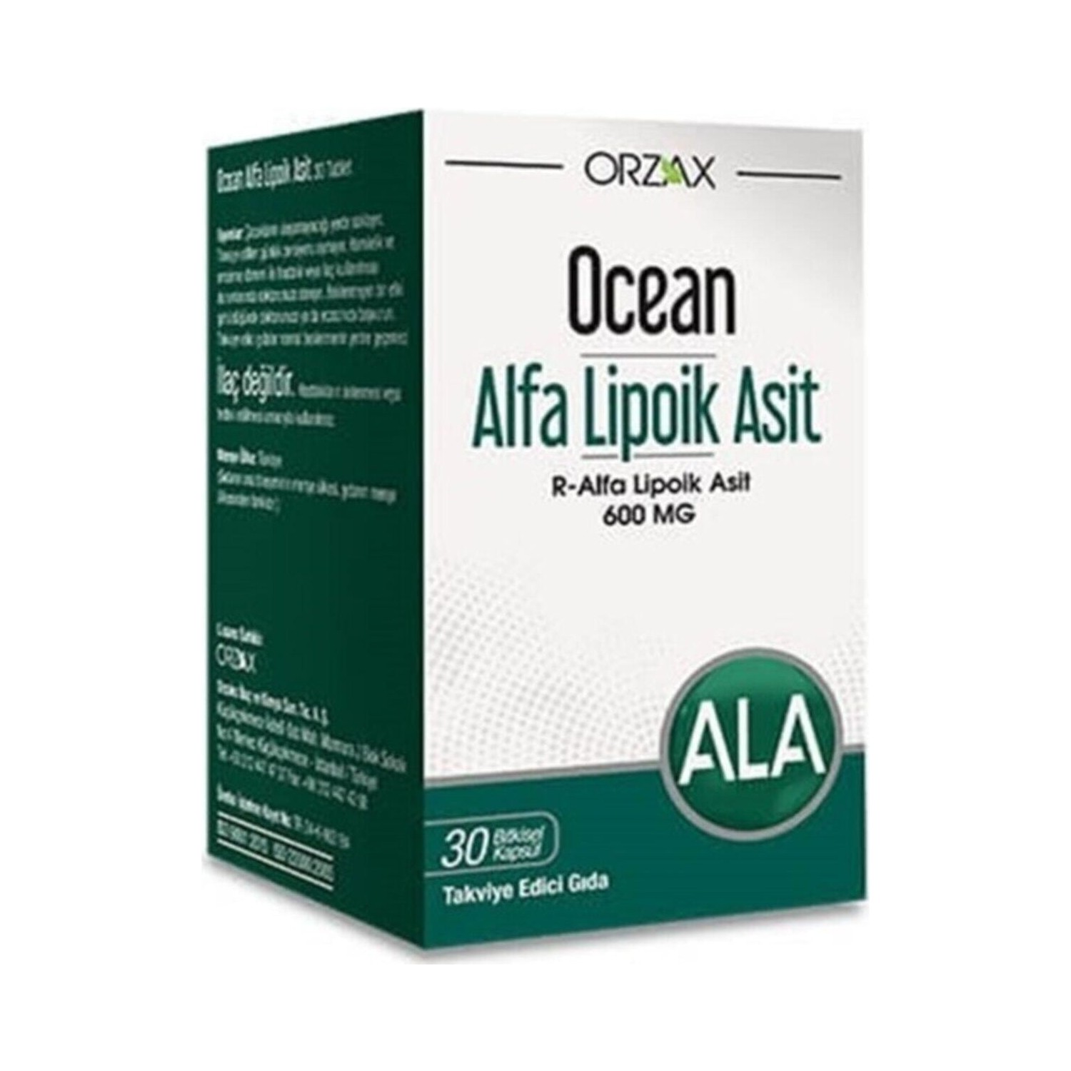Альфа-липоевая кислота Ocean 30 капсул, 600 мг антиоксидантный комплекс jarrow formulas r alpha lipoic acid biotin 60 шт