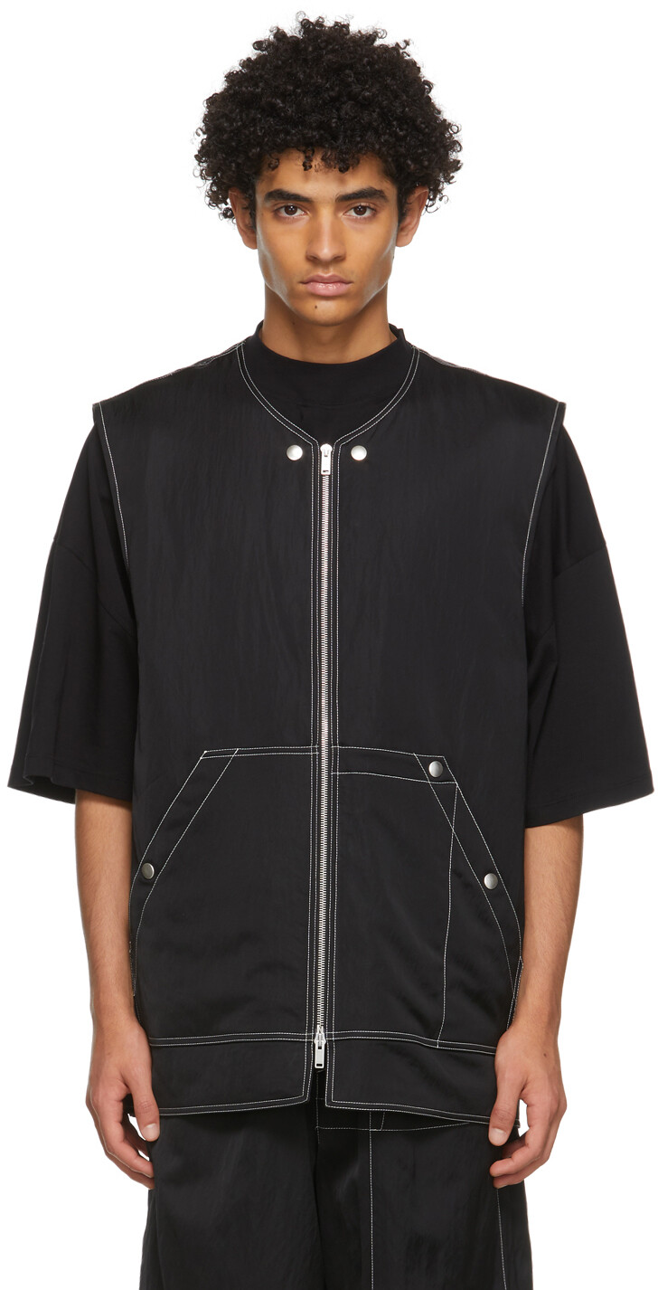 

Черный жатый спортивный жилет Jil Sander