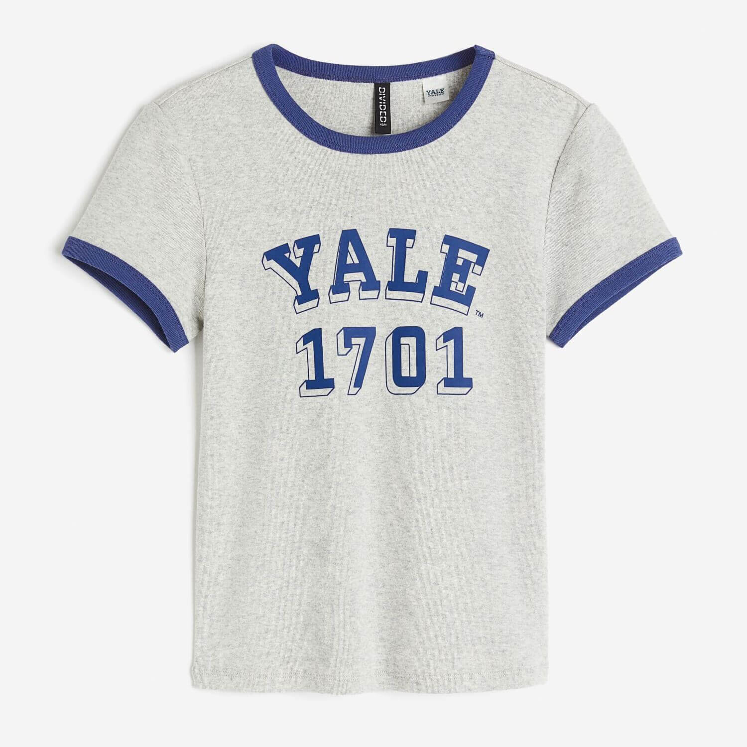 

Футболка H&M Yale Printed, светло-серый/синий