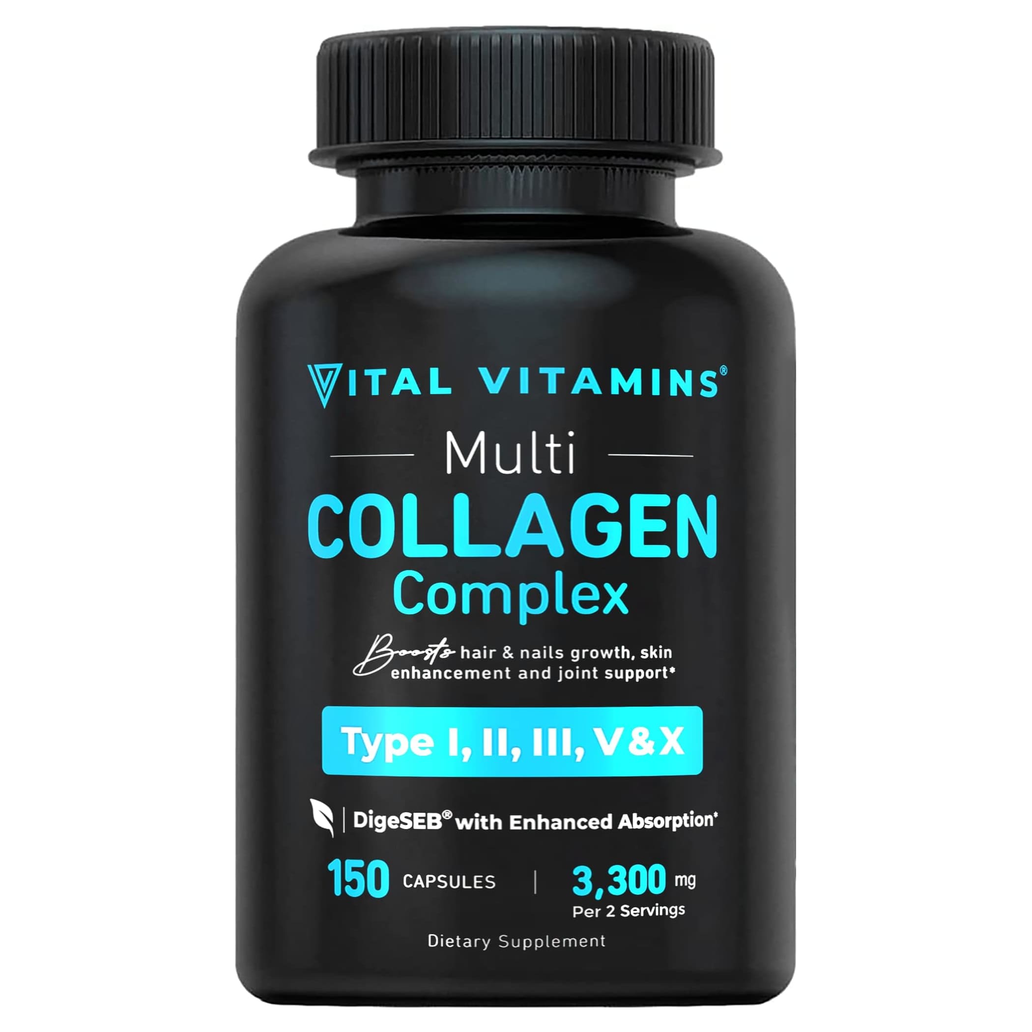 Коллаген Vital Vitamins Multi Complex Type I, II, III, V & X, 150 капсул коллаген sanar naturals multi complex type i ii iii v x 150 капсул