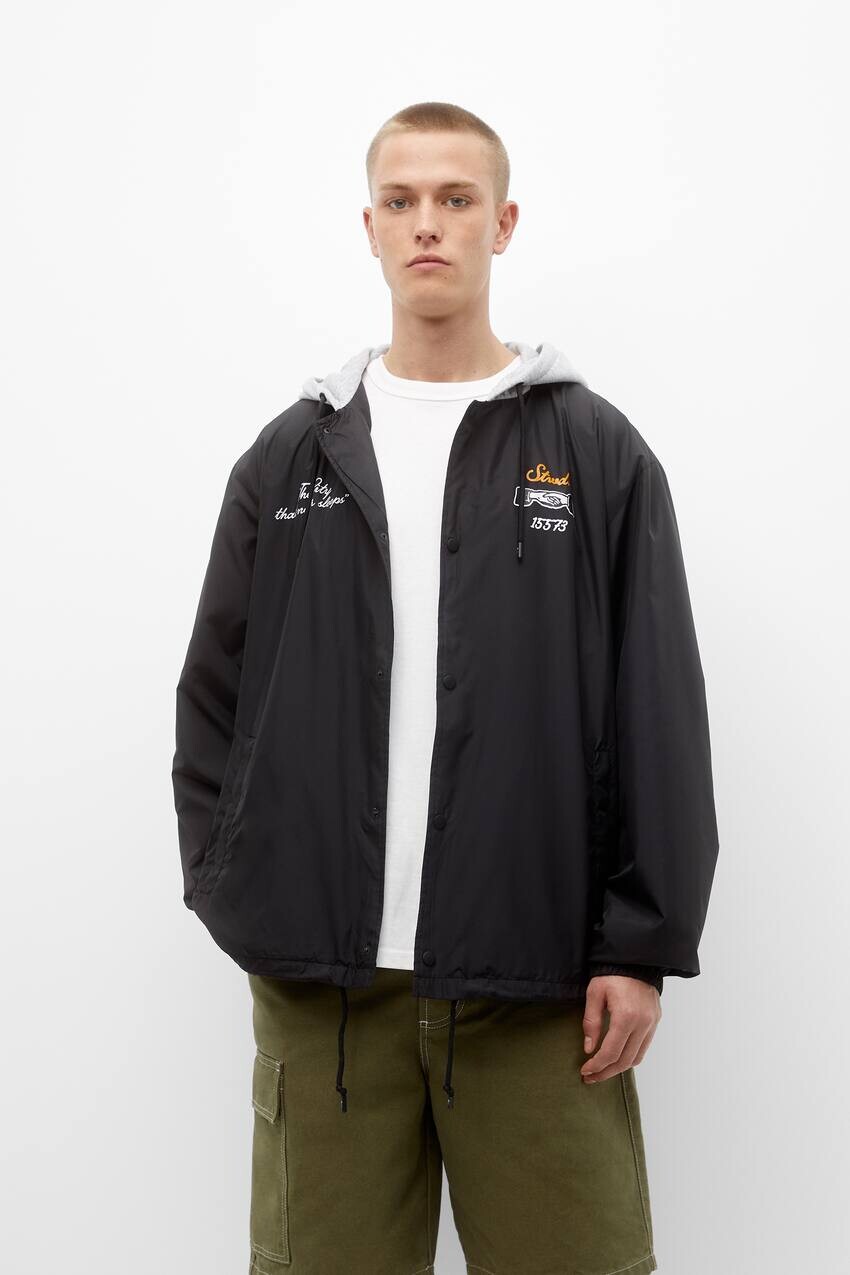 

Куртка-бомбер с капюшоном Pull&Bear, черный