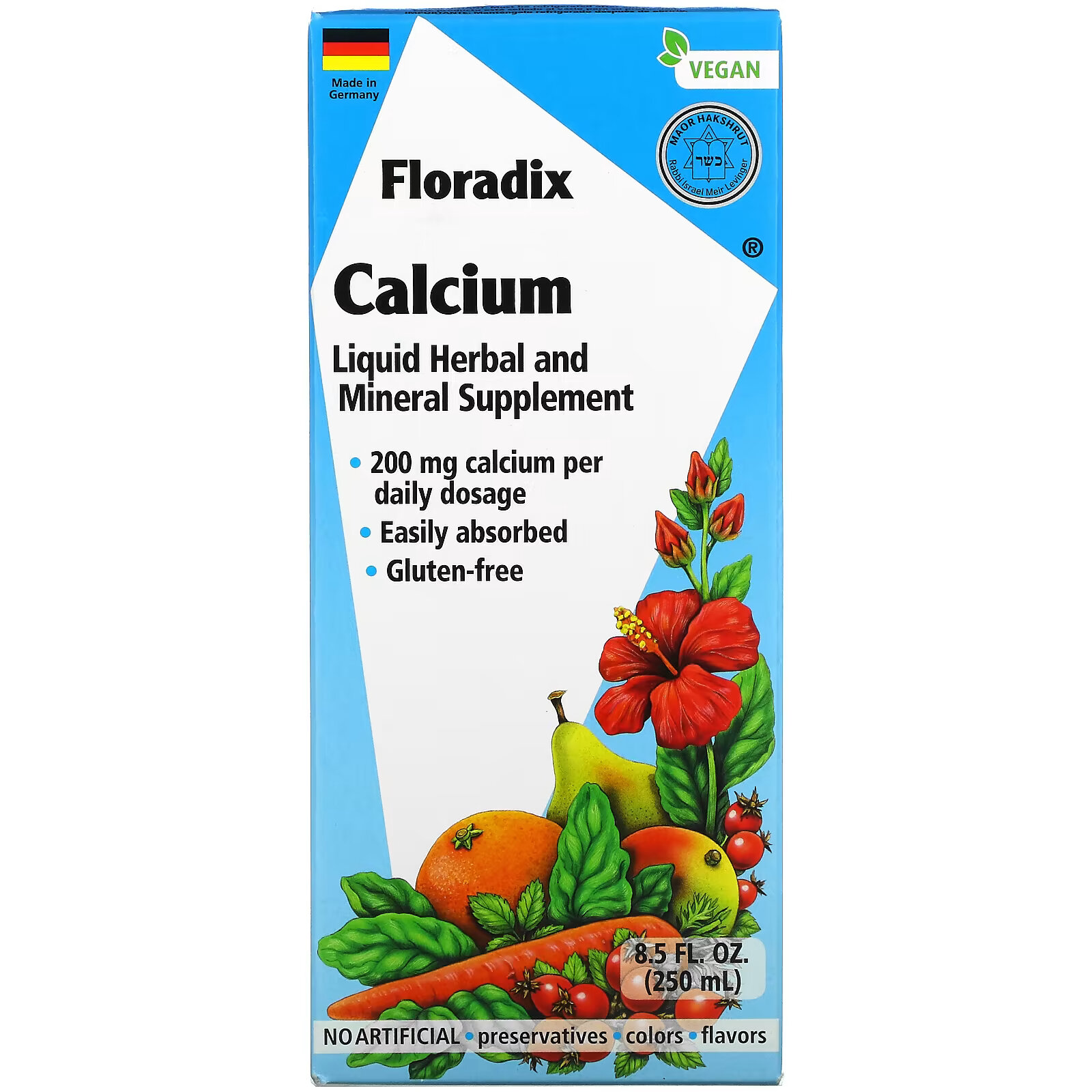 Gaia Herbs, Floradix, кальций, 200 мг, 250 мл (8,5 жидк. Унции)