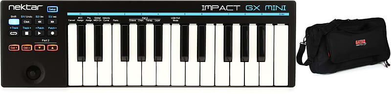 

Nektar Impact GX Mini 25-клавишный MIDI-контроллер в комплекте с Gator GK-2110 Micro Keyboard Gig Bag Nektar + Gator ImpactGXMini=1 GK-2110=1