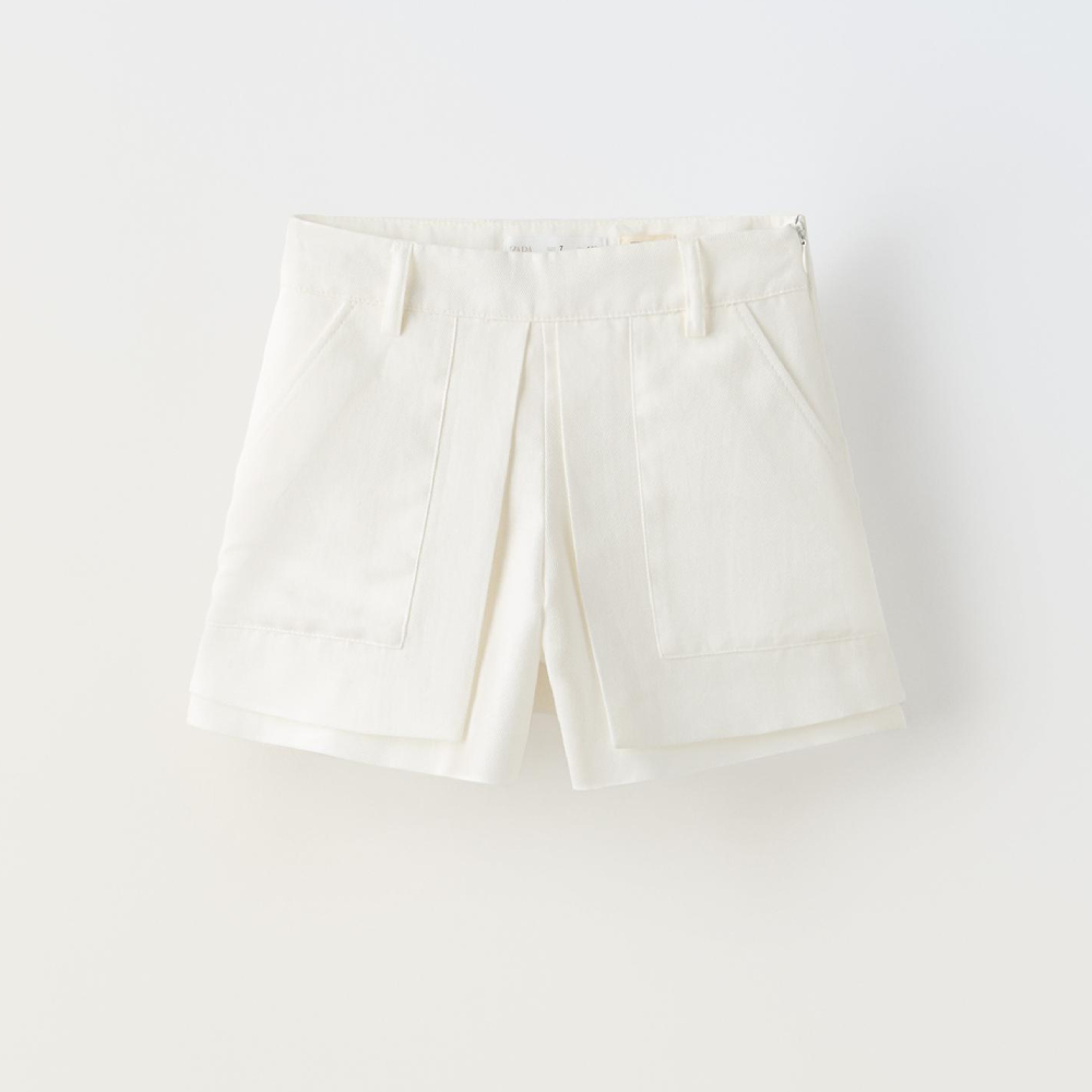 цена Юбка-шорты Zara True Neutrals Cotton And Linen, экрю
