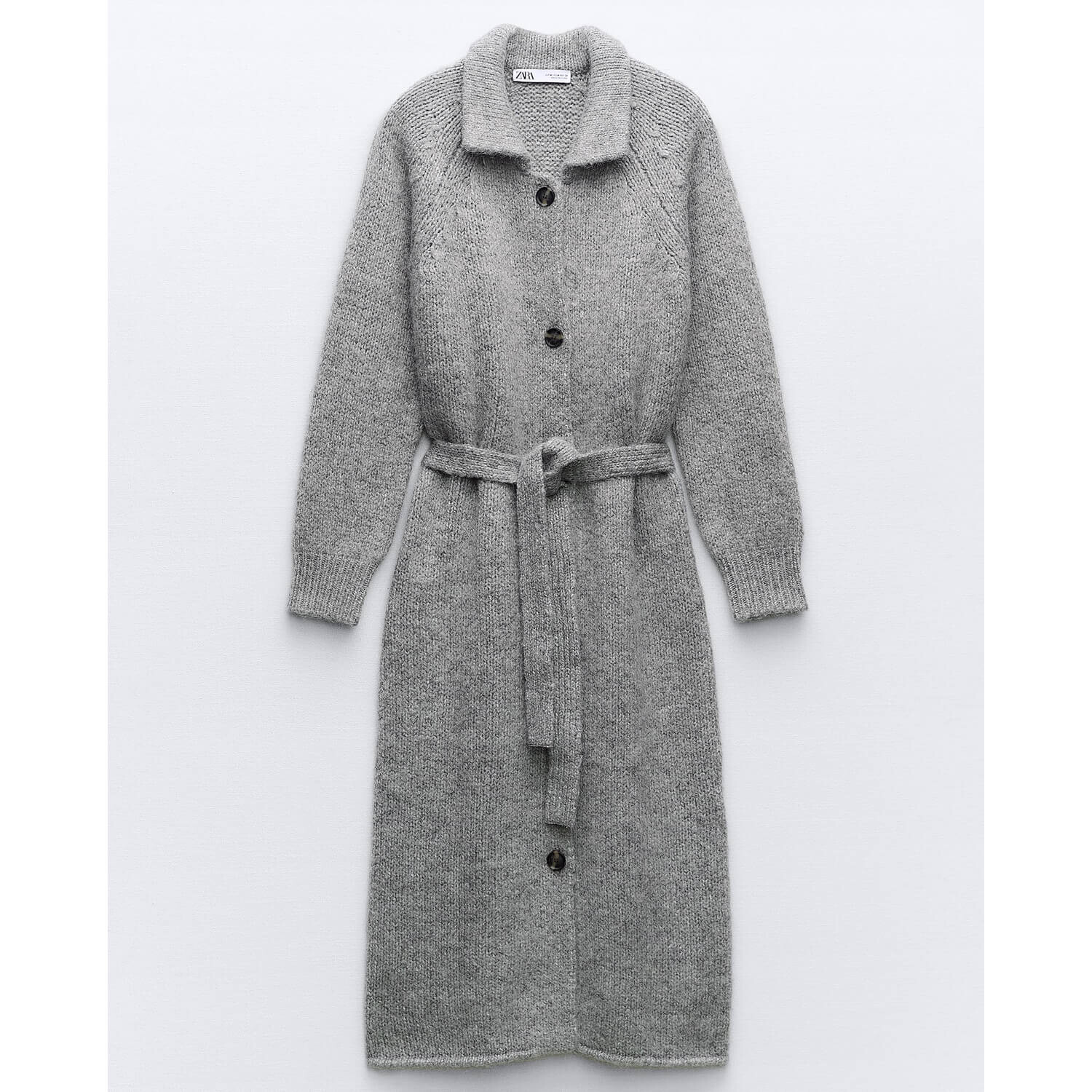 

Кардиган Zara Long Belted Knit, серый