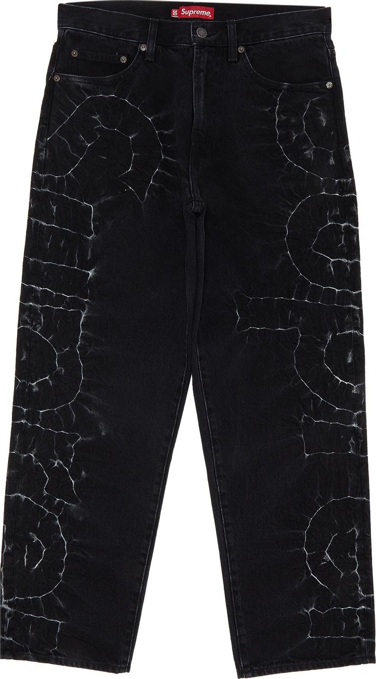 джинсы supreme fat tip jacquard regular jean black черный Джинсы Supreme Shibori Loose Fit Jean 'Black', черный