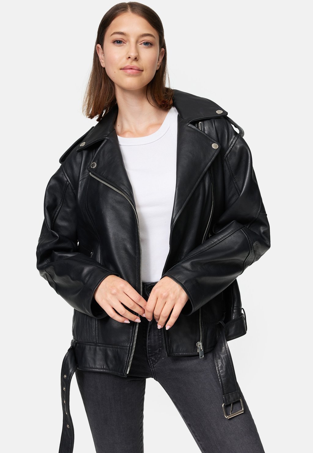 Кожаный пиджак Trueprodigy, черный фото