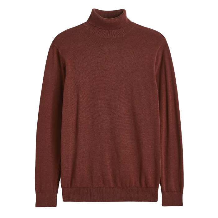 

Свитер H&M Slim Fit Fine-knit Turtleneck, коричневый