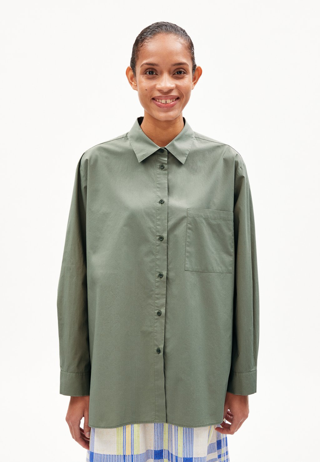 Блузка-рубашка EALGAA ARMEDANGELS, цвет grey green цена и фото