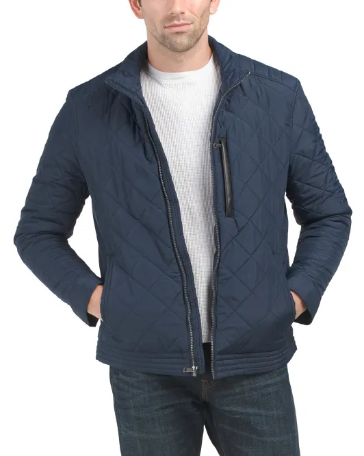 

Стеганая куртка Signature Diamond с подкладкой из шерпы Cole Haan Signature, синий