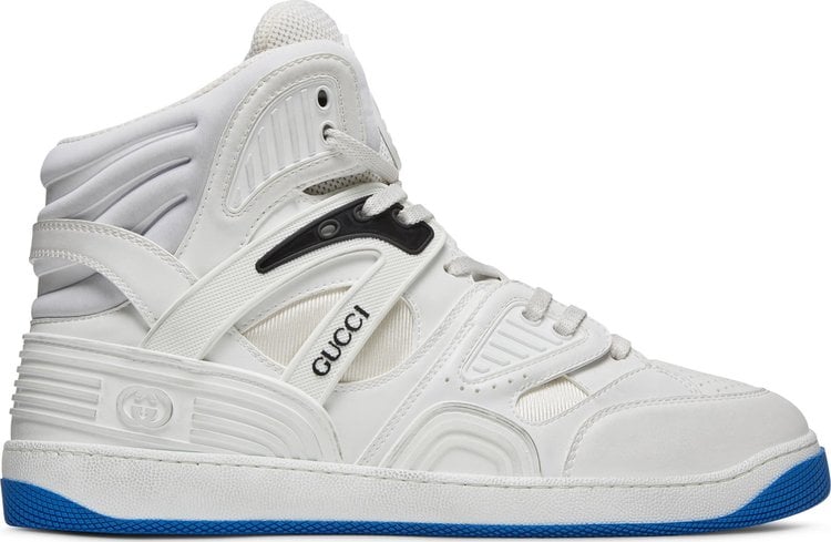 Кроссовки Gucci Basket High Sneaker White Blue, белый - фото