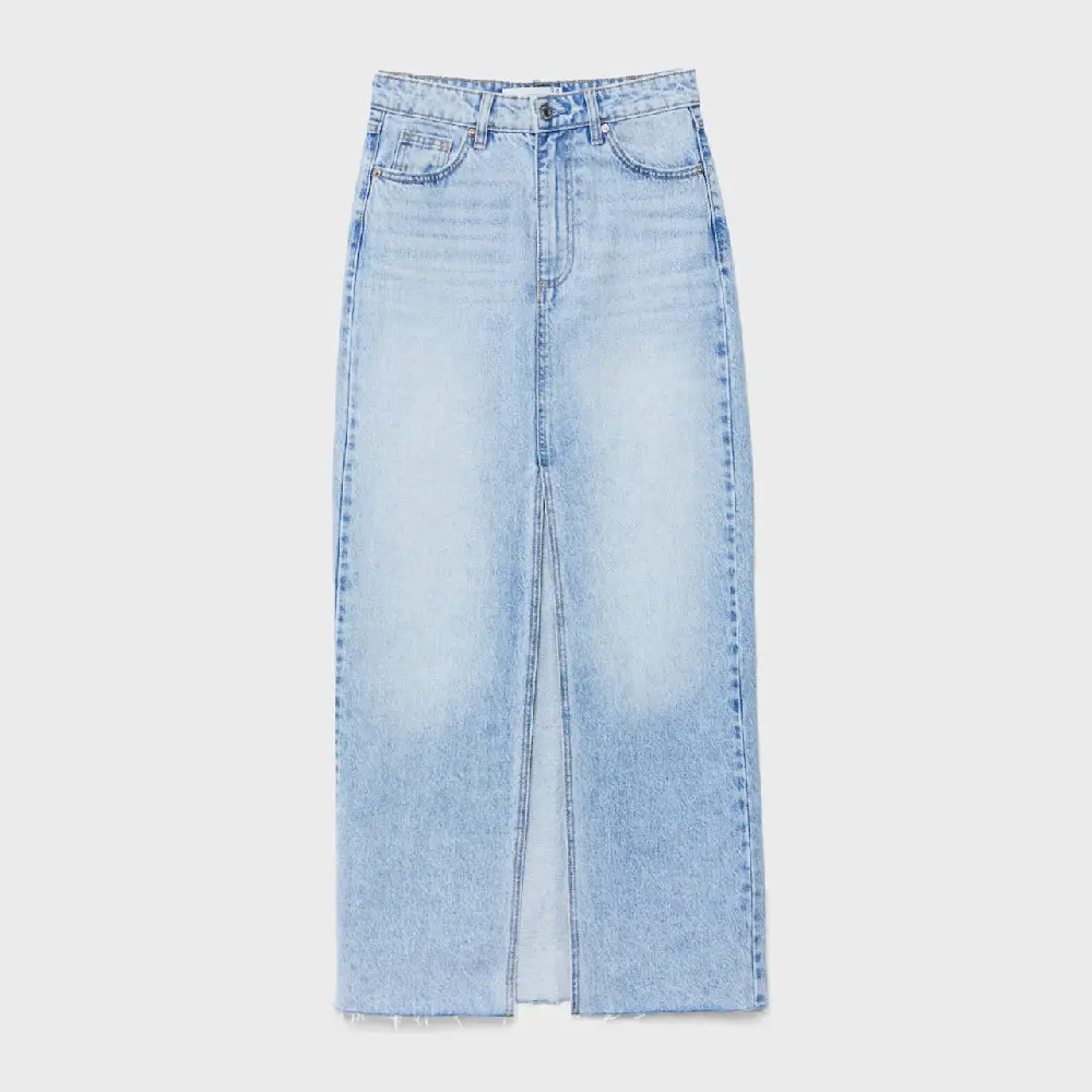 

Юбка Stradivarius Long Denim Comfort, голубой