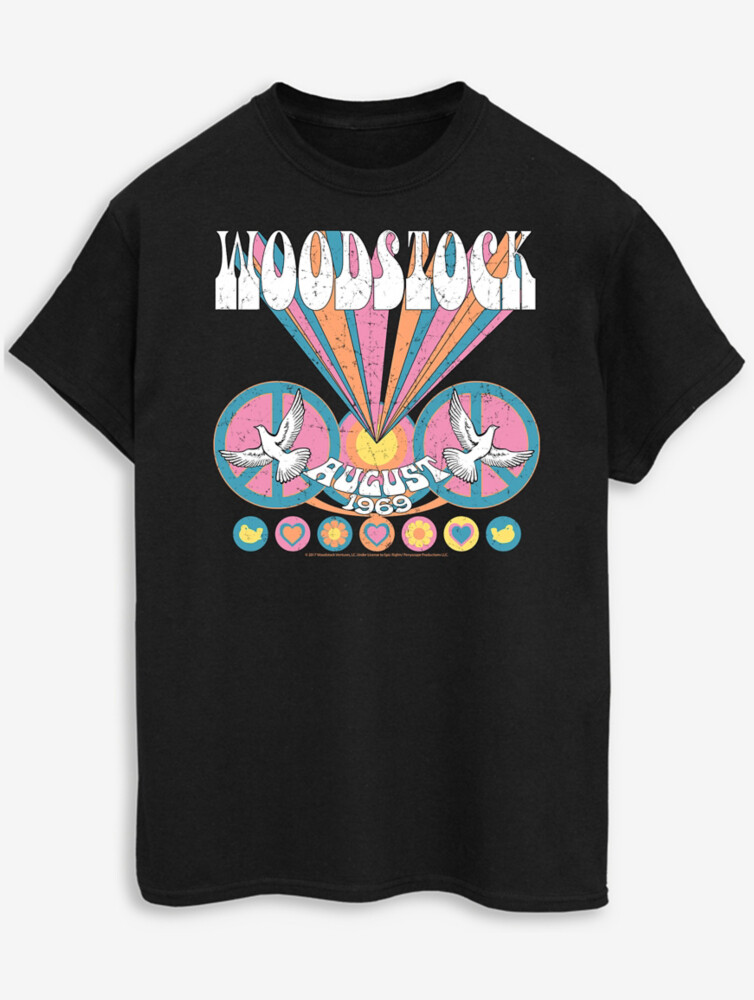 

Черная футболка с принтом для взрослых NW2 Woodstock August 69 George., черный
