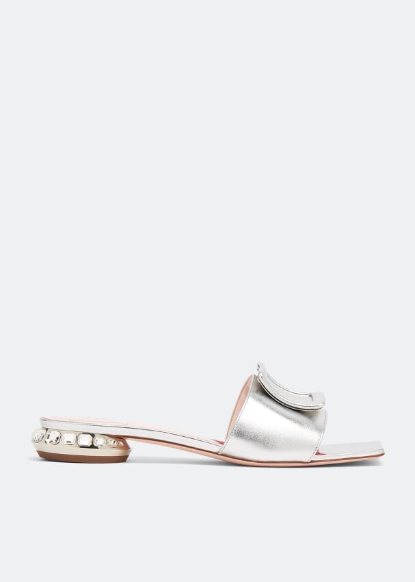 

Мюли ROGER VIVIER Strass heel buckle mules, серебряный