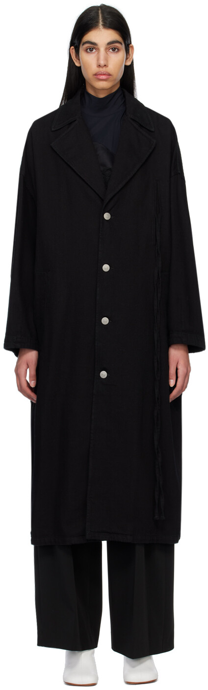 

Черное джинсовое пальто свободного кроя MM6 Maison Margiela, Черный