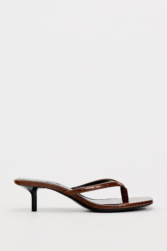 Босоножки Zara Minimalist Strappy, коричневый босоножки zara strappy high heel leather фиолетовый
