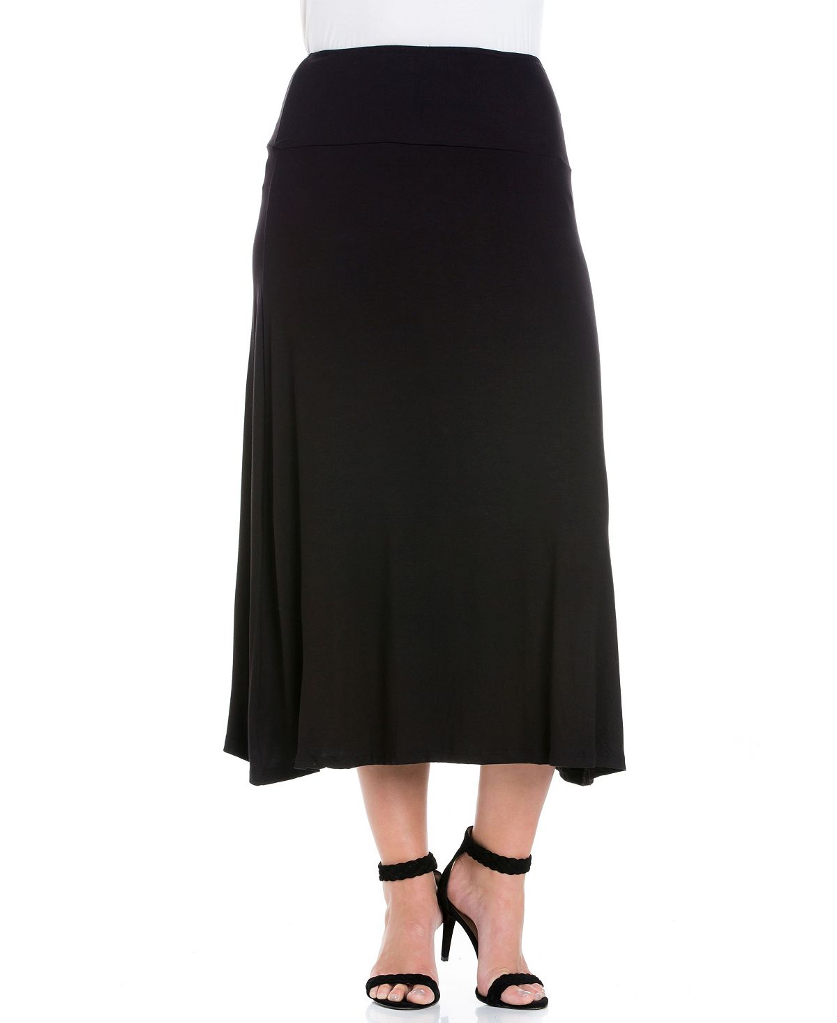 Женская макси-юбка больших размеров 24seven Comfort Apparel, черный плюс размер 24seven comfort apparel удобная макси юбка с откидным поясом 24seven comfort apparel темно синий