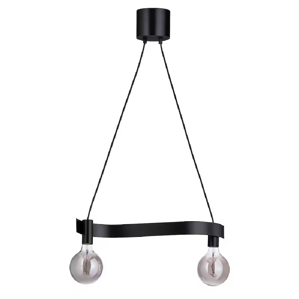 Потолочный светильник + лампа Ikea Ackja/Molnart, черный/серый