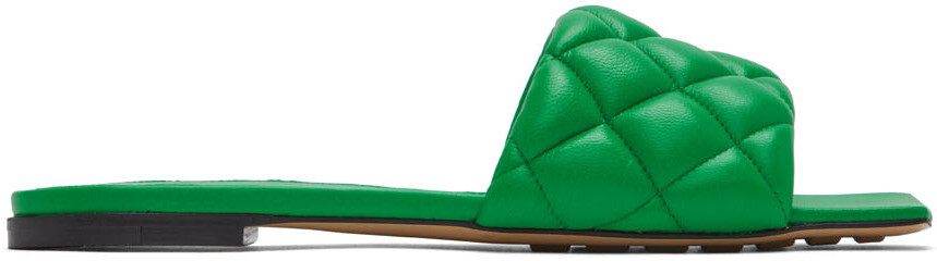 

Зеленые стеганые сандалии на плоской подошве Bottega Veneta