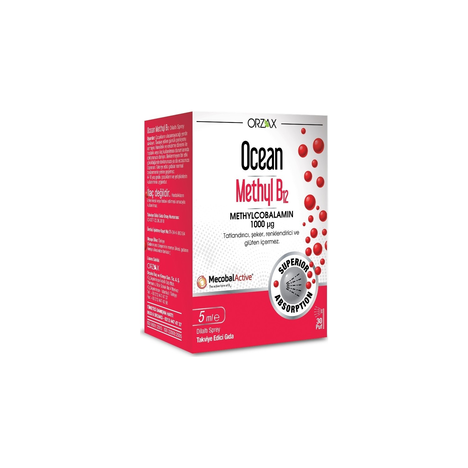 спрей orzax ocean methyl b12 1000 мкг 5 упаковок по 10 мл Метилкобаламин Ocean Methyl B12 1000 мг, 2 упаковки по 5 мл
