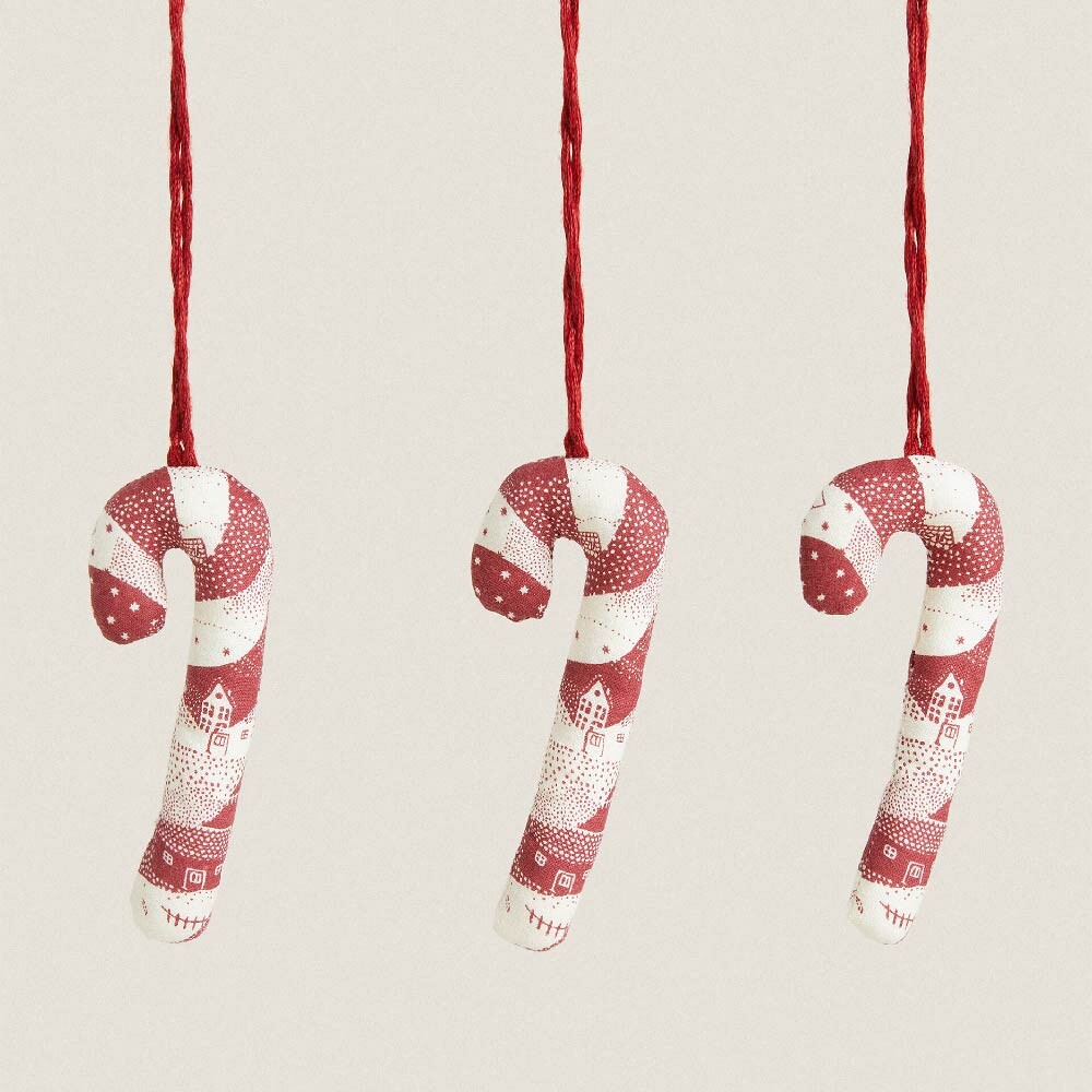 

Ёлочные игрушки Zara Home Patchwork Candy Cane Christmas Decorations, 3шт.