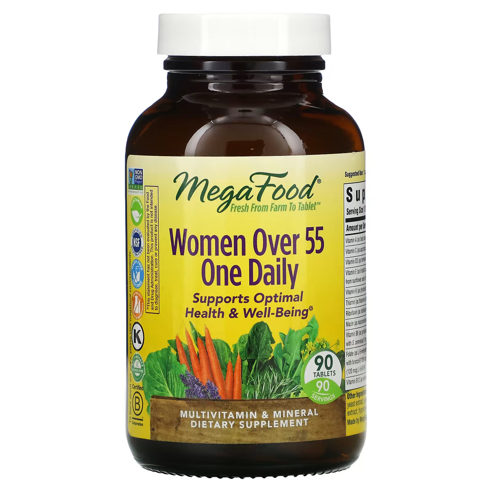 MegaFood, мультивитамины для женщин старше 55 лет, для приема один раз в день, 90 таблеток new chapter мультивитамины для женщин от 55 лет один раз в день 72 вегетарианские таблетки
