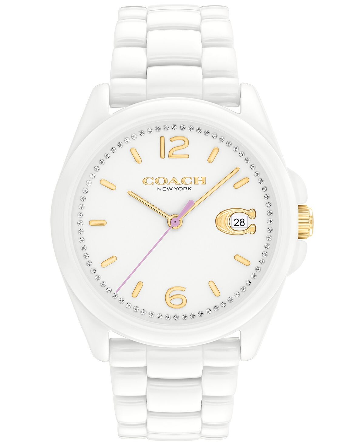 

Женские часы greyson с керамическим браслетом 36 мм COACH, белый