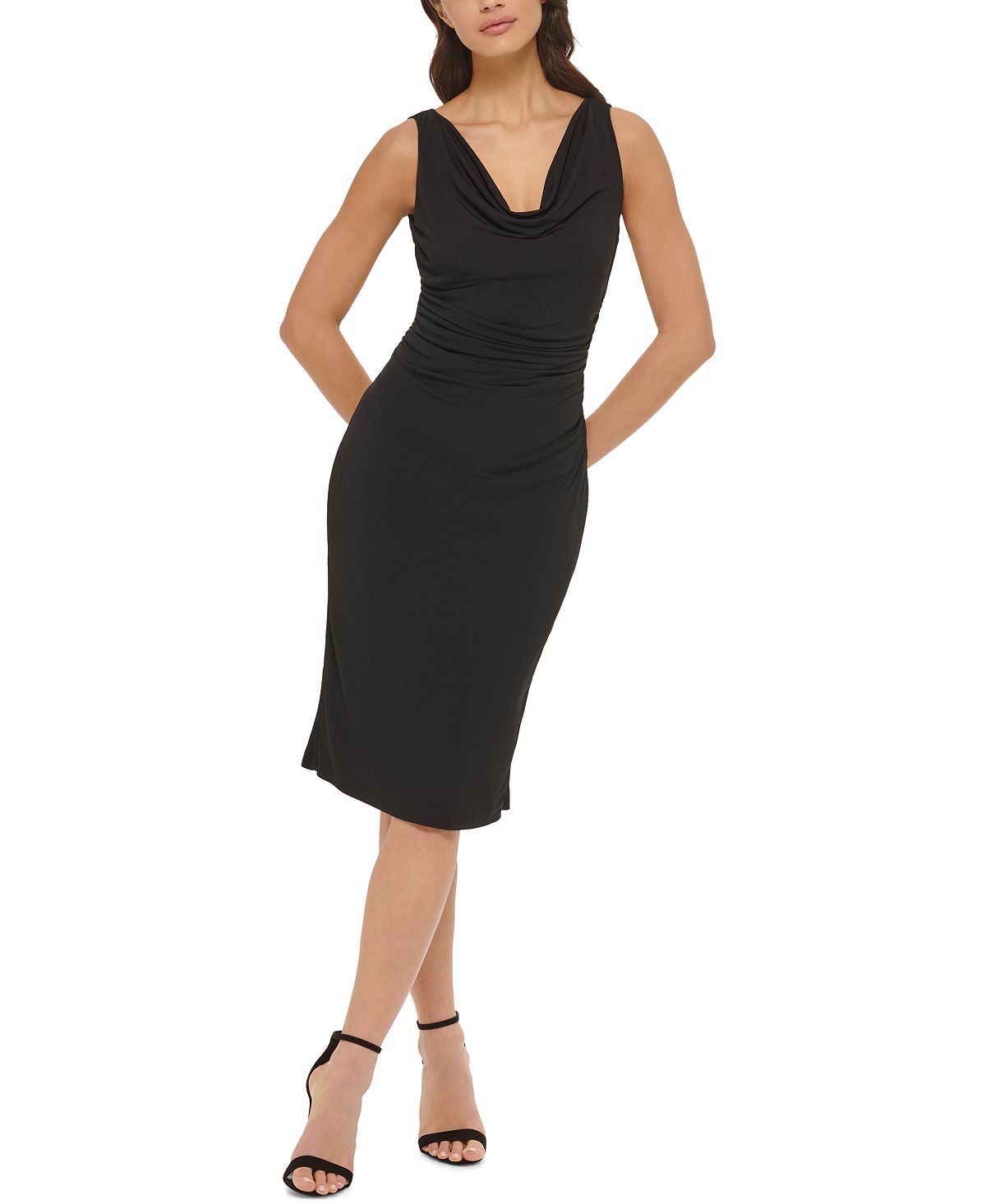 Женское трикотажное платье-футляр с воротником-хомутом kensie, черный
