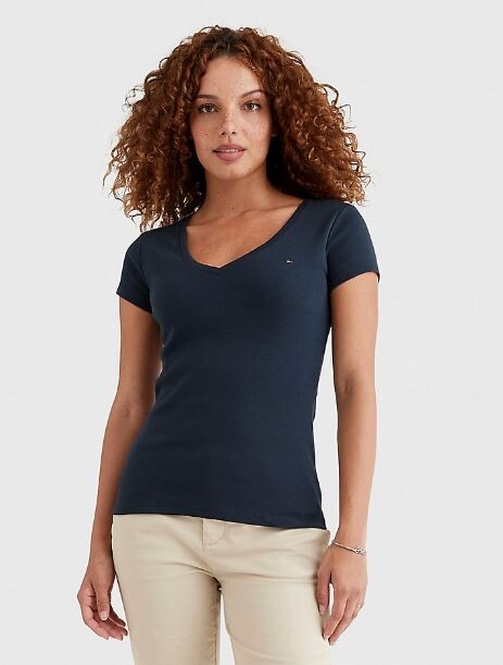 

Футболка с вырезом Tommy Hilfiger Favorite V-neck, темно-синий