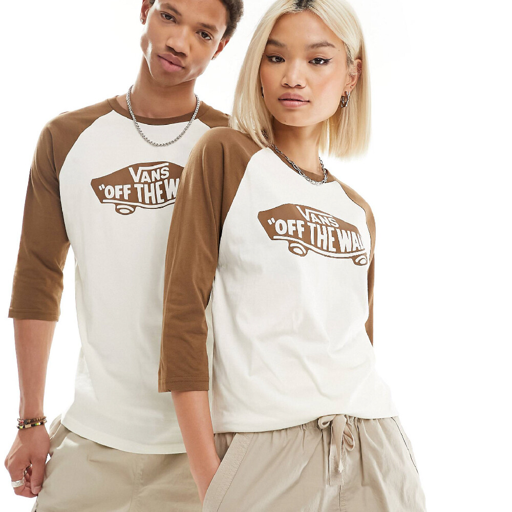 

Футболка Vans Unisex style 76 raglan 3/4 length, белый/коричневый