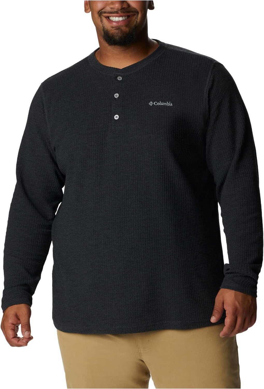 

Хенли с длинными рукавами и вафельным узором Big & Tall Pine Peak Columbia, цвет Black Heather