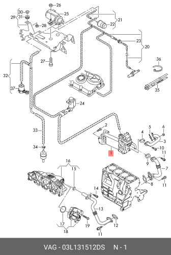 Радиатор рециркуляции ОГ VW T5/Multivan 03-> VAG 03L 131 512 DS