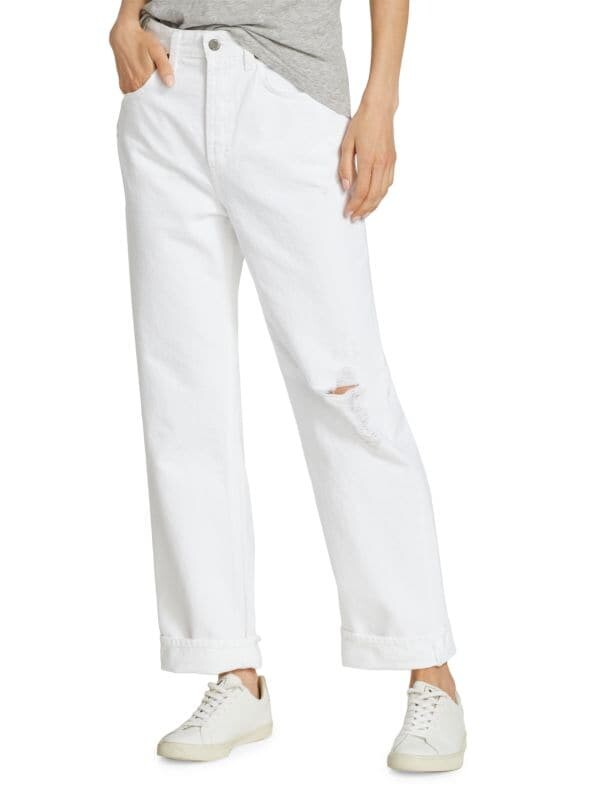 

Потертые джинсы-бойфренды knoxx с высокой посадкой AG Jeans Authentic white