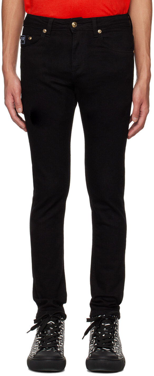 

Черные джинсы с V-образной эмблемой Versace Jeans Couture