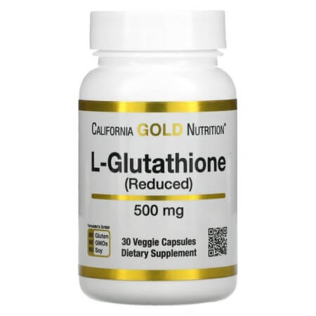 цена L-глутатион (восстановленный) California Gold Nutrition, 500 мг, 30 растительных капсул